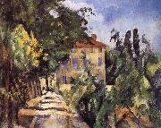 Paul Cezanne red roof houses painting